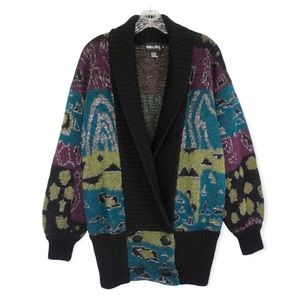 Uno & Una Vintage Wool Blend Knit Cardigan Size Medium Oversized